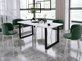 Τραπέζι Tucson 138, Άσπρο, Μαύρο, 75x67x185cm, 44 kg, Πλαστικοποιημένη μοριοσανίδα, Μέταλλο | Epipla1.gr