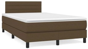 vidaXL Κρεβάτι Boxspring με Στρώμα &amp; LED Σκ.Καφέ 120x190εκ. Υφασμάτινο