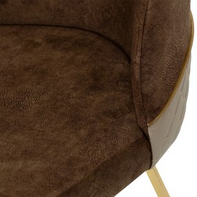 Καρέκλα Elsie pakoworld βελούδο καφέ antique-χρυσό gloss πόδι - Μέταλλο - 190-000021
