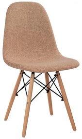 Chair with wooden legs and seat Beige fabric Twist  44x53x81,5 cm