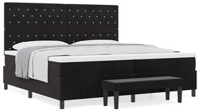 vidaXL Κρεβάτι με ελατήρια με στρώμα Μαύρο 200 x 200 cm Βελούδο