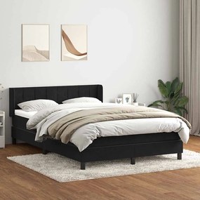 vidaXL Κρεβάτι Boxspring με Στρώμα Μαύρο 1140x210 εκ. Βελούδινο