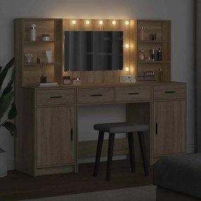 vidaXL Σετ Τραπεζιού Μακιγιάζ 3 pcs Δρύς Sonoma 78.5 x 41 x 135 εκ
