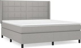 vidaXL Κρεβάτι Boxspring με Στρώμα Ανοιχτό Γκρι 180x200 εκ. Υφασμάτινο