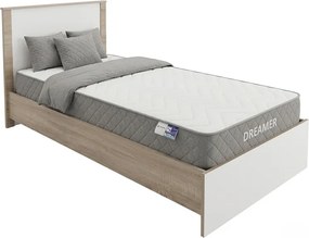 Κρεβάτι με στρώμα Athos-Dreamer pakoworld sonoma-λευκό 90x190εκ