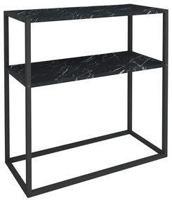 Κονσόλα Castel Megapap μεταλλική - μελαμίνης χρώμα μαύρο εφέ μαρμάρου 90x33,5x90εκ.