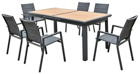 Τραπεζαρία Κήπου (Σετ 7Τμχ) Napoli Ε6729,1S Black-Walnut 6 Θέσεων