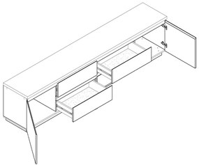 Ξύλινο Έπιπλο Τηλεόρασης FREYA Nimphea Alba - Μαύρο Μ230xΠ40xΥ55cm