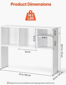 VEVOR Desktop Bookshelf White Desktop Storage Organizer 1-Tier for Office &amp; Home