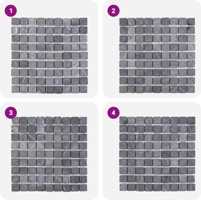 vidaXL Πλακίδια Μωσαϊκού Γκρι 30 x 30 cm Μάρμαρο