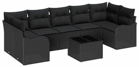 vidaXL Σετ Καναπέ Κήπου με μαξιλάρι 8 pcs Μαύρο 55 x 55 x 37 εκ