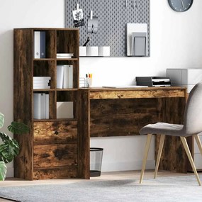 vidaXL Γραφείο με αποθηκευτικό χώρο με συρτάρι 2 pcs Καπνιστό Δρύς