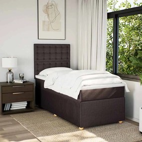 vidaXL Κρεβάτι Boxspring με Στρώμα Σκούρο Καφέ 80x200 εκ. Υφασμάτινο