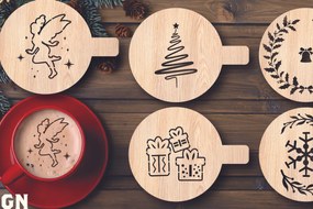 Σετ των 2 Intra απο ξύλο plywood 3mm-4mm πάχος Χριστουγεννιάτικου Stencil Δίασταση 15x15 cm INTRAFABR-108529371