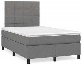 Κρεβάτι Boxspring με Στρώμα Σκούρο Γκρι 120x190 εκ Υφασμάτινο