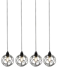 Κρεμαστό Φωτιστικό Οροφής 4xE27 Vintage Aline Homelighting -77-4068-Μαύρο 77-4068