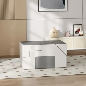 HOMCOM Σετ Αναρρίχησης και Τσουλήθρας για Παιδιά, Προάγει την Κινητικότητα, Τεχνητό Δέρμα, Αφρός EPE, 86x49x47 cm, Γκρι