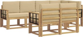vidaXL Σειρά Καναπέ Εξωτερικού 7 pcs Λευκό και Μπεζ Πολυεστέρας