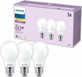Λάμπα LED Philips A60 E27 Θερμό Λευκό E 7 W 60 W E27 806 lm 3 Μονάδες (2700 K)