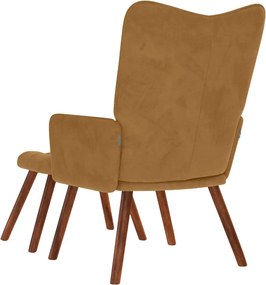 vidaXL Πολυθρόνα Relax Καφέ Βελούδινη με Σκαμπό