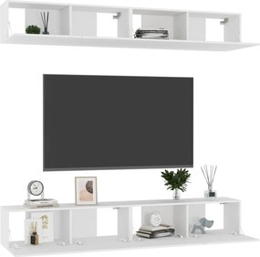 vidaXL Έπιπλα Τηλεόρασης 4 τεμ. Λευκά 100 x 30 x 30 εκ. Επεξ. Ξύλο