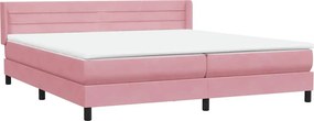 vidaXL Κρεβάτι Boxspring με Στρώμα Ροζ 180x210 εκ. Βελούδινο