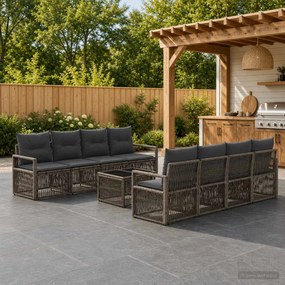 vidaXL Σετ Καναπέ Κήπου 9 τμχ. Γκρι 55 x 55 x 37 εκ συνθετικό ρατάν