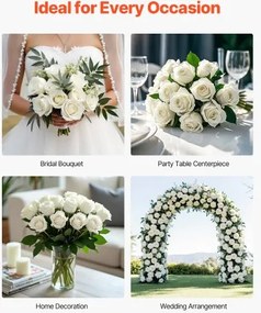 VEVOR 60 Pcs White Rose Artificial Flowers Realistic Bouquet for Xmas Home Decor
