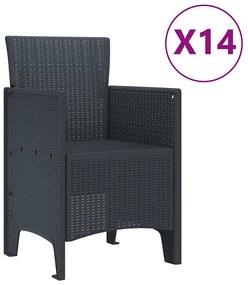 vidaXL Σέτ φαγητού για κήπο 15 pcs Ανθρακί Rattan Polt