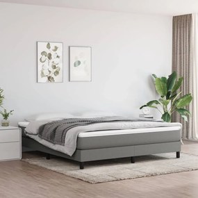 Κρεβάτι Boxspring με Στρώμα Σκούρο Γκρι 180x200 εκ Υφασμάτιν - Γκρι