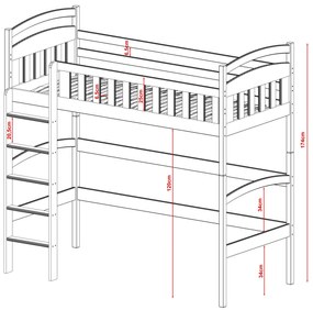 Υπερυψωμένο Κρεβάτι Mia από μασίφ ξύλο Grey 90×200cm