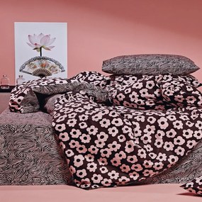 Σεντόνια Destiny (Σετ 3τμχ) Black-Pink Kentia Μονό 160x270cm 100% Βαμβάκι