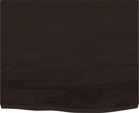 vidaXL Επιφάνεια Τραπεζιού Σκούρο Καφέ 60x50x(2-4)εκ Επεξ. Μασίφ Δρυς