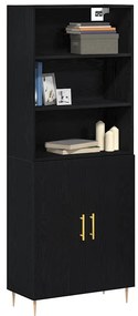 vidaXL Highboard 2 pcs Μαύρη δρυς 70 x 34 x 180 εκ. Επεξεργασμένο ξύλο