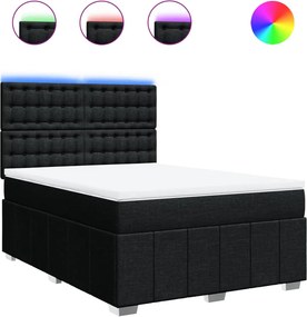 vidaXL Κρεβάτι Boxspring με Στρώμα Μαύρο 140x190 εκ. Υφασμάτινο