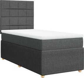 vidaXL Κρεβάτι Boxspring με Στρώμα Σκούρο Γκρι 90x190 εκ. Υφασμάτινο
