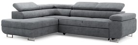 Γωνιακός καναπές Κρεβάτι Annabelle L, με αποθηκευτικό χώρο, σταχτί βελουτέ 270x98x200cm-Αριστερή γωνία-BOG4152