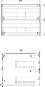 Karag Horizon 60 Oak MDF - Βάση Επίπλου Με Νιπτήρα 61x47