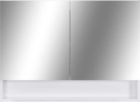vidaXL Καθρέφτης Μπάνιου με Ντουλάπι / LED Λευκό 80 x 15 x 60 εκ. MDF