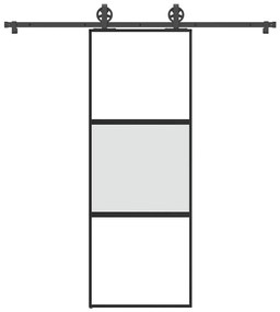 Συρόμενη πόρτα με σετ υλικού 76x205 cm από γυαλί&amp;Αλουμίνιο - Μαύρο