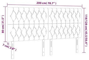 vidaXL Κεφαλάρι Κρεβατιού LED Ανοιχτό Γκρι 200x7x118/128εκ. Υφασμάτινο