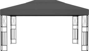 vidaXL Κιόσκι με Φωτάκια LED Ανθρακί 3 x 4 μ. Υφασμάτινο