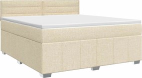 vidaXL Κρεβάτι box spring με στρώμα Κρεμ 140 x 200 cm Ύφασμα
