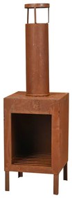 Τζάκι εξωτερικού χώρου με καμινάδα και πόδια στήριξης, 30x30x100cm, Καφέ