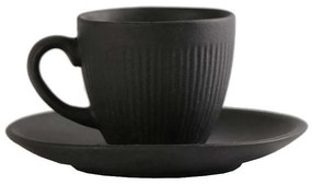 Φλιτζάνι Καφέ Με Πιατάκι Gobi OW2043K6 80ml Black Espiel Πορσελάνη
