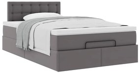 vidaXL Οθωμανικό κρεβάτι με στρώμα Γκρι 120x200cm Faux Leather