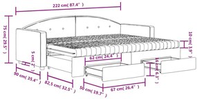 Καναπές Κρεβάτι Συρόμενος Αν. Γκρι 80x200εκ Βελούδο Συρτάρια - Γκρι