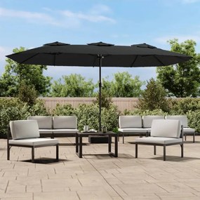vidaXL Ομπρέλα Κήπου με Διπλή Κορυφή Μαύρη 449 x 265 εκ.