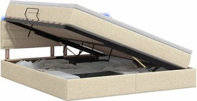 vidaXL LED Κρεβάτι αποθήκευσης με στρώμα Κρεμ 140 x 200 cm Ύφασμα