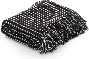 vidaXL Ριχτάρι Καρό Μαύρο 220 x 250 εκ. Βαμβακερό